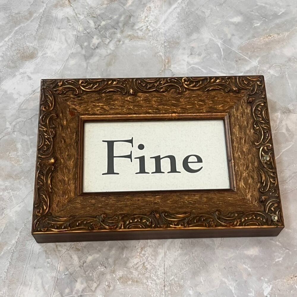 Ornate Vintage-Style Picture "Fine" Framed Word Art 6.5" x 9"